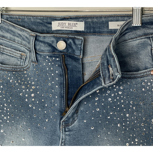 Judy Blue Jeans Women 3/26 Slim Fit Denim Rhinestone Sparkle Distressed Stretch - Picture 14 of 16